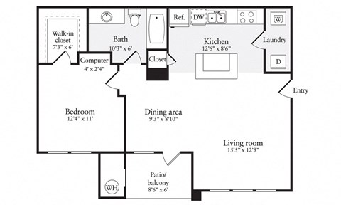 A1R Floor Plan at Windsor Herndon, Herndon
