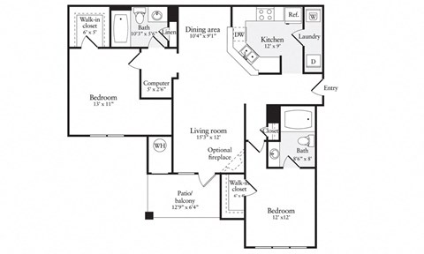 B2R Floor Plan at Windsor Herndon, Herndon, Virginia
