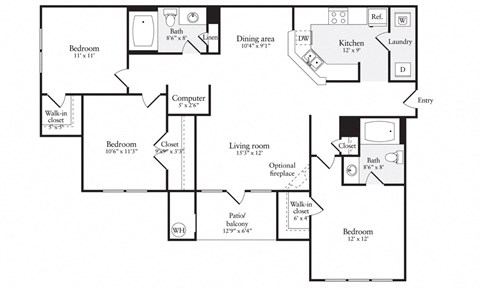 C1R Floor Plan at Windsor Herndon, Virginia