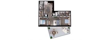 B3 Floor plan at Windsor Interlock, GA, 30318