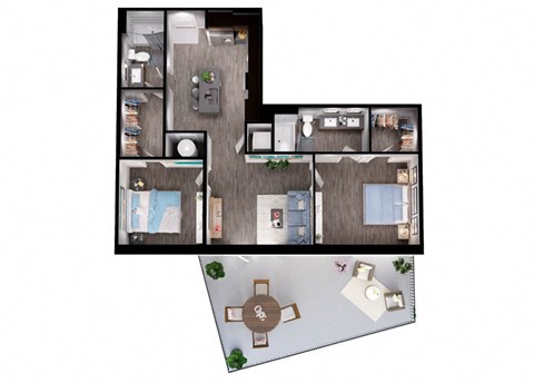 B3 Floor plan at Windsor Interlock, GA, 30318