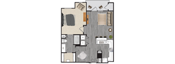 1 Bedroom C 1 Bath Floor Plan at Windsor Mustang Park, Carrollton, Texas