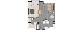 1 Bedroom E 1 Bath Floor Plan at Windsor Mustang Park, Carrollton