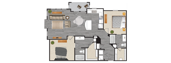 2 Bedrooms A and 2 Bathrooms Floor Plans at Windsor Mustang Park, Carrollton, TX