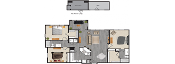 3 Bedrooms and 2 Bathrooms Floor Plans at Windsor Mustang Park, Texas