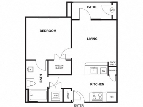 1 Bed 1 Bath Floor Plan at Windsor Ridge, Texas, 78727