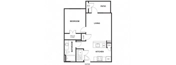 1 Bed 1 Bath Floor Plan at Windsor Ridge, Austin, TX