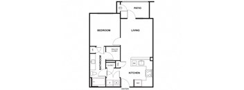 1 Bedroom 1 Bathroom Floor Plan at Windsor Ridge, Austin, 78727