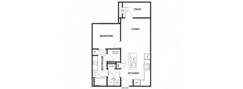 One Bed One Bath Floor Plan at Windsor Ridge, Austin, Texas