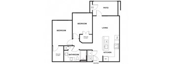 2 Bedroom 1 Bathroom Floor Plan at Windsor Ridge, Texas