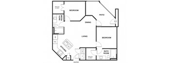2 Bed 2 Bath Floor Plan at Windsor Ridge, Austin, TX