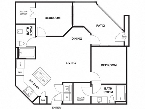 2 Bed 2 Bath Floor Plan at Windsor Ridge, Austin, TX