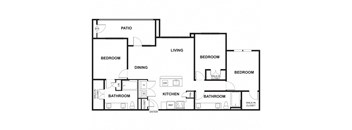 3 Bed, 2 Bath Floor Plan at Windsor Ridge, Austin, TX