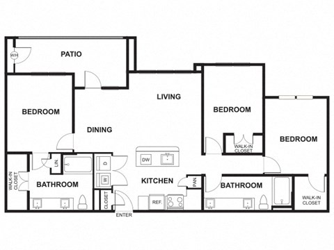 3 Bed, 2 Bath Floor Plan at Windsor Ridge, Austin, TX