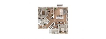 BD1 floor plan at Windsor South Congress, 8103 S. Congress Avenue, 78745