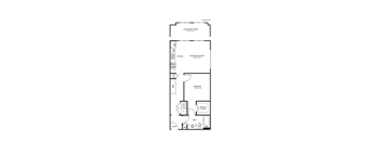 A floor plan of a one bedroom apartment.
