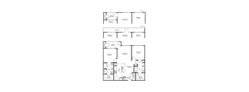A floor plan of a house with three bedrooms, a living room, a dining room, a kitchen, a bathroom, and a closet.