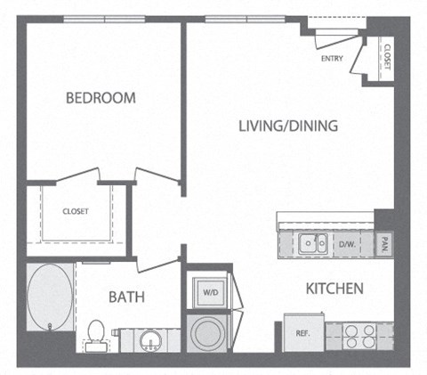 A - 1 Bedroom 1 Bath Floorplan at Windsor at Cambridge Park