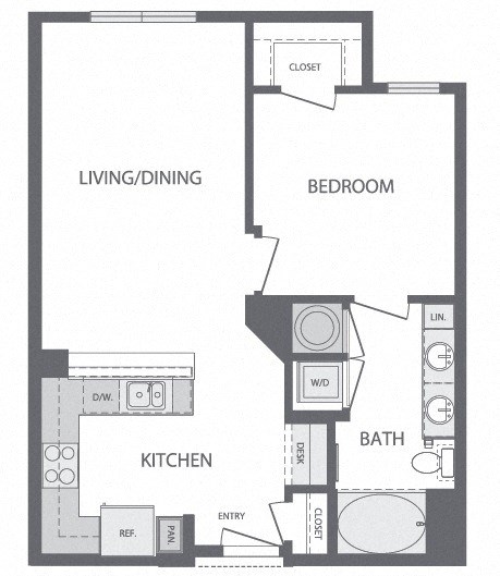 B - 1 Bedroom 1 Bath Floorplan at Windsor at Cambridge Park