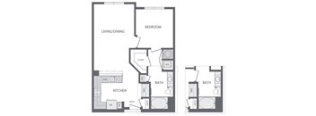 C - 1 Bedroom 1 Bath Floorplan at Windsor at Cambridge Park