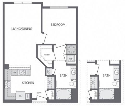 C - 1 Bedroom 1 Bath Floorplan at Windsor at Cambridge Park