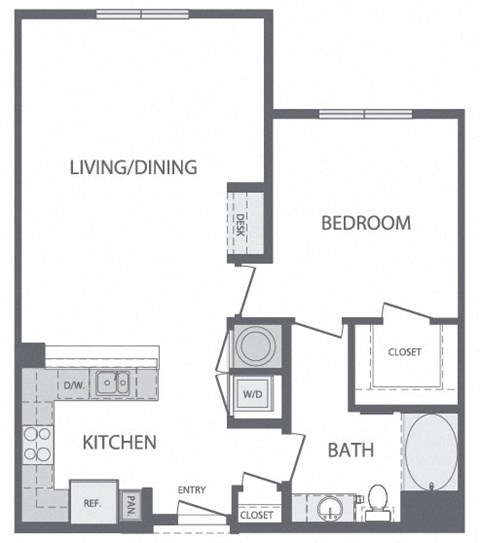 D - 1 Bedroom 1 Bath Floorplan at Windsor at Cambridge Park