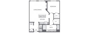 F - 1 Bedroom 1 Bath Floorplan at Windsor at Cambridge Park