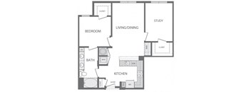 G - 1 Bedroom 1 Bath Floorplan at Windsor at Cambridge Park