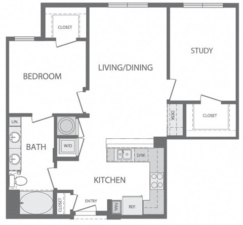 G - 1 Bedroom 1 Bath Floorplan at Windsor at Cambridge Park