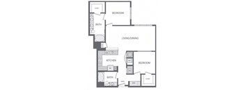 J - 2 Bedroom 2 Bath Floorplan at Windsor at Cambridge Park