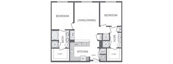 K - 2 Bedroom 2 Bath Floorplan at Windsor at Cambridge Park