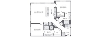 M - 2 Bedroom 2 Bath Floorplan at Windsor at Cambridge Park