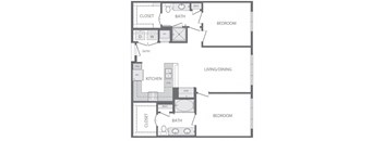 B2 Floorplan at Windsor at West University, 2630 Bissonnet Street, Houston, 77005