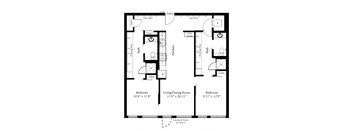 A black and white image of a floor plan for a two level home.