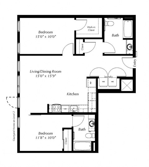 A black and white image of a floor plan for a house.