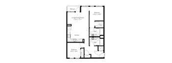 A black and white image of a floor plan for a home.