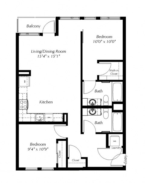 A black and white image of a floor plan for a home.