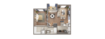 1 bedroom apartment floorplan at Windsor Biscayne Shores in North Miami