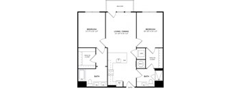A black and white image of a floor plan for a home with three bedrooms, a living/dining area, a kitchen, a bathroom, a walk-in closet, a mech, and a rec room.