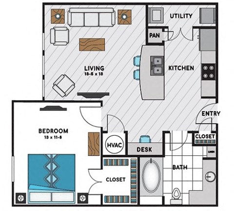 A1 Floor Plan at Windsor Chastain, Atlanta, GA