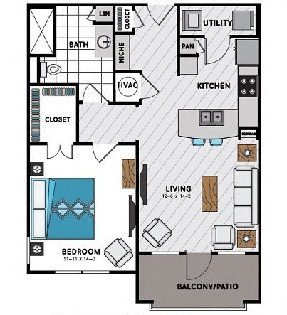 A6 Floor Plan at Windsor Chastain, Atlanta, GA