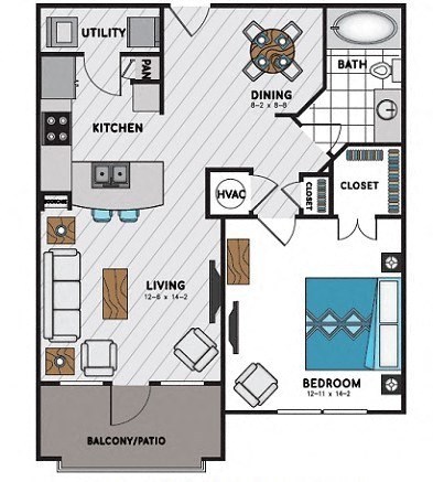 A7 Floor Plan at Windsor Chastain, Atlanta, GA