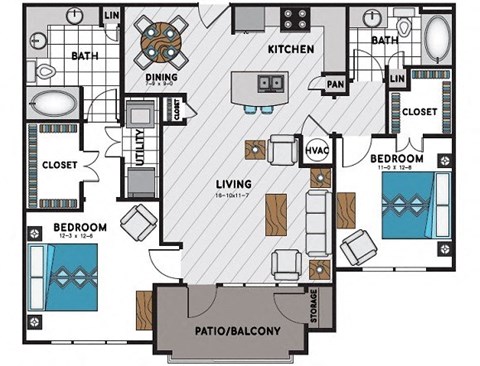 B3 Floor Plan at Windsor Chastain, Atlanta, GA