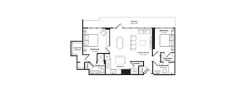 A black and white image of a floor plan for a house.