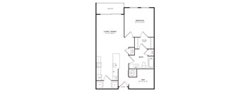1 Bedroom 1 Bathroom Floor Plan at The Encore by Windsor, Atlanta, 30339