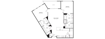 2 Bedroom 2 Bathroom Floor Plan at The Encore by Windsor, Atlanta, Georgia