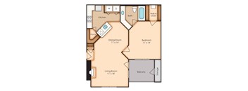 Windsor Oak Creek - A1 Floor Plan - One Bedroom Apartment in Fairfax VA