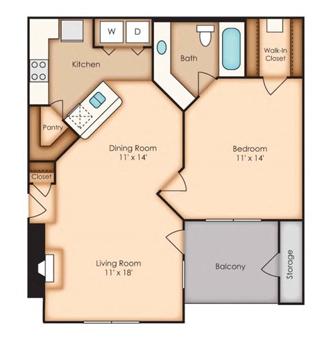 Windsor Oak Creek - A1 Floor Plan - One Bedroom Apartment in Fairfax VA