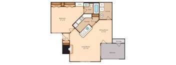 Windsor Oak Creek - A2 Floor Plan - One Bedroom Apartment in Fairfax VA