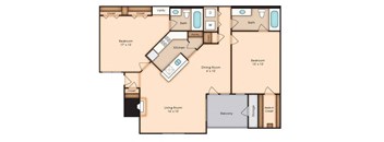 Windsor Oak Creek - B2 Floor Plan - Two Bedroom Apartment in Fairfax VA